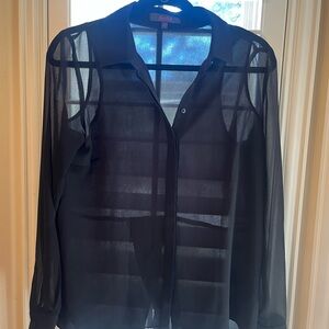 Marled Black Sheer Blouse